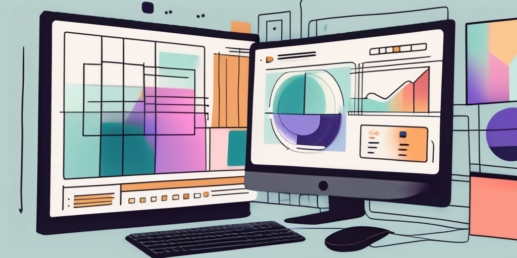 A computer screen with various design elements like color palettes