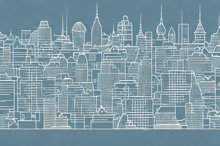 A bustling digital cityscape