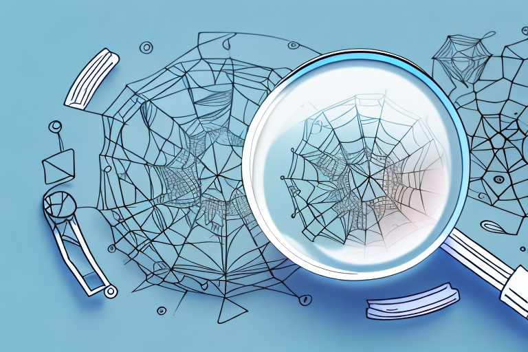 A magnifying glass hovering over a stylized