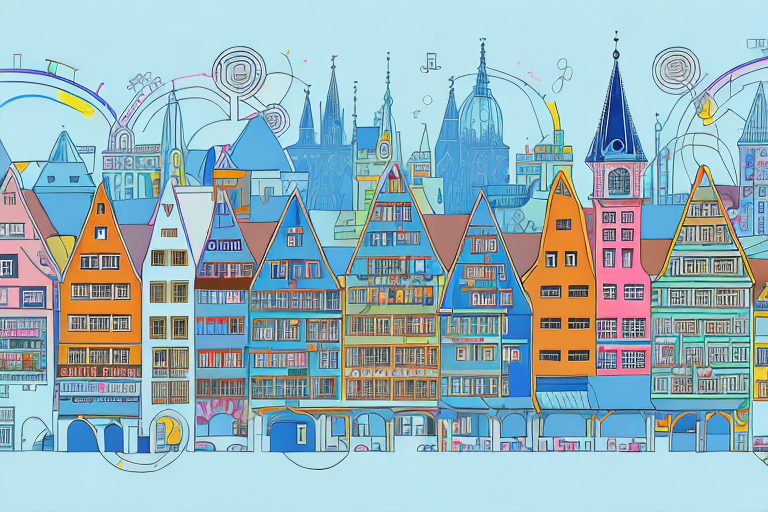 A vibrant cityscape of tübingen with notable landmarks