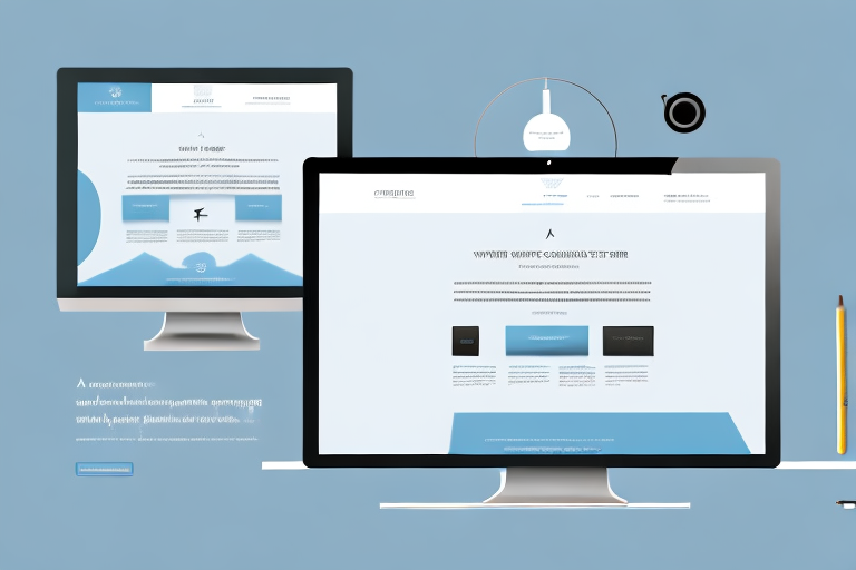 A computer screen displaying a simple website layout