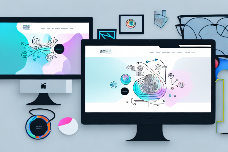 A modern and sleek computer monitor displaying a vibrant and interactive website layout