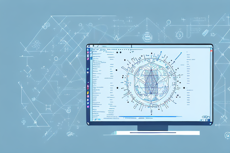 A computer with coding symbols and diagrams emerging from it