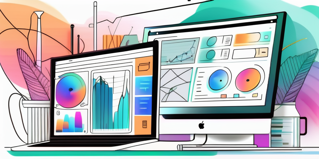 A computer screen displaying a vibrant and complex app design interface