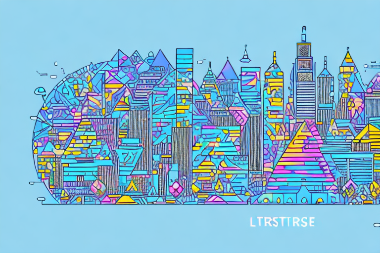 A vibrant cityscape of trostberg with symbolic digital elements like a mouse cursor