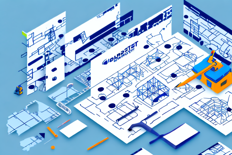 A construction site with different digital tools like a mouse