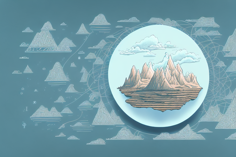 A picturesque todtmoos landscape with various symbolic internet and digital elements