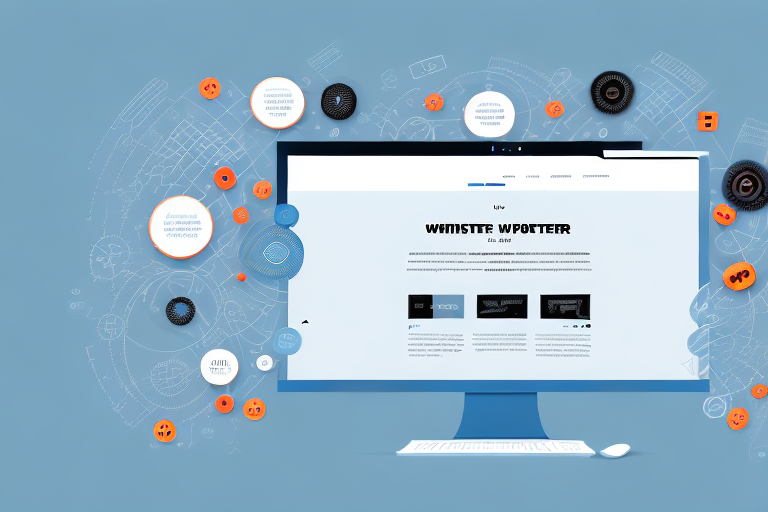 A computer screen displaying a website layout with various elements like images