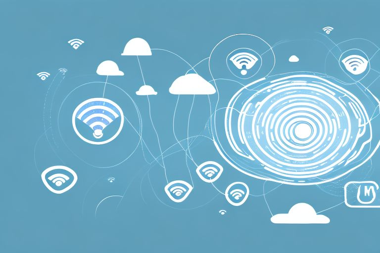 A scenic view of tännesberg with different digital symbols like wi-fi signals