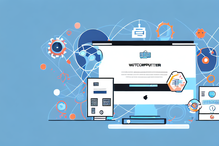 A computer displaying a website construction interface with various design elements and tools
