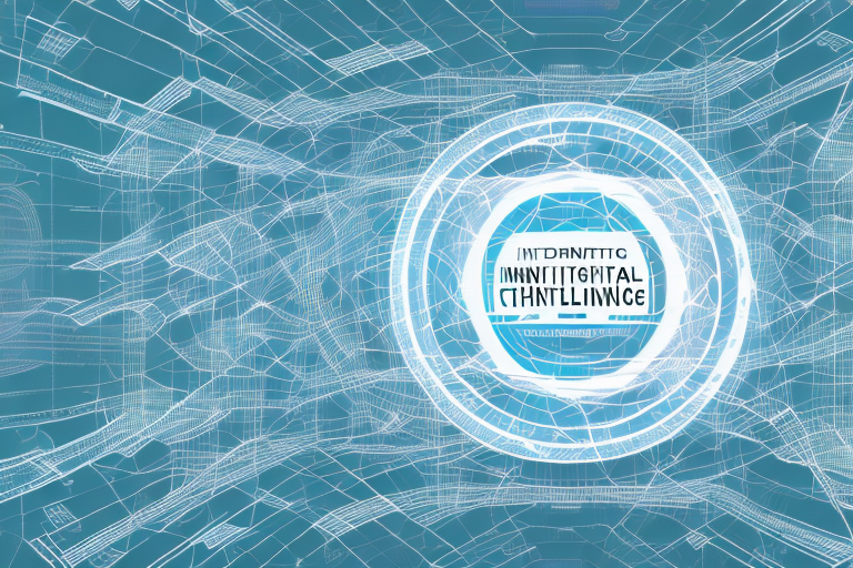 A digital landscape representing traitsching with symbolic internet-related elements and various agency buildings