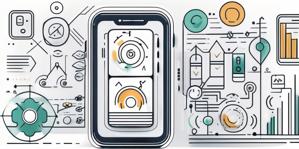 A smartphone displaying various abstract design elements and icons