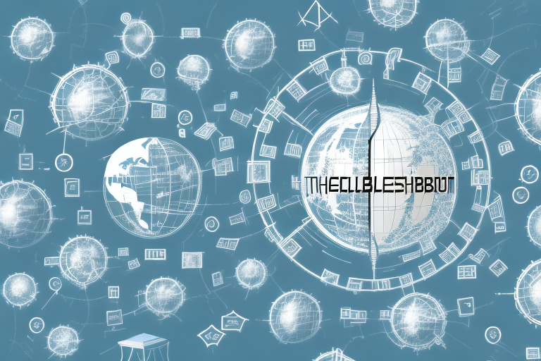 A picturesque thallichtenberg landscape with various symbolic internet and digital marketing icons