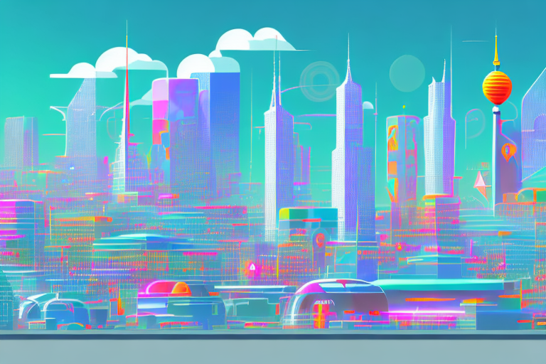 A vibrant digital cityscape