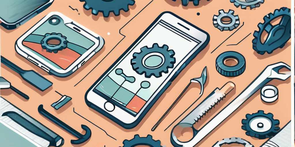 A smartphone with various app icons floating around it