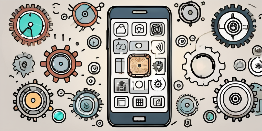 A smartphone surrounded by various app icons
