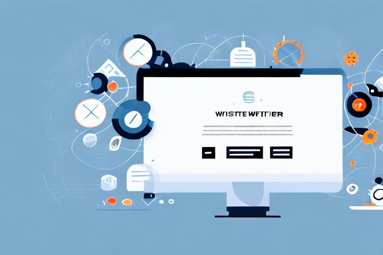 A computer screen displaying a half-built website with different elements like menus