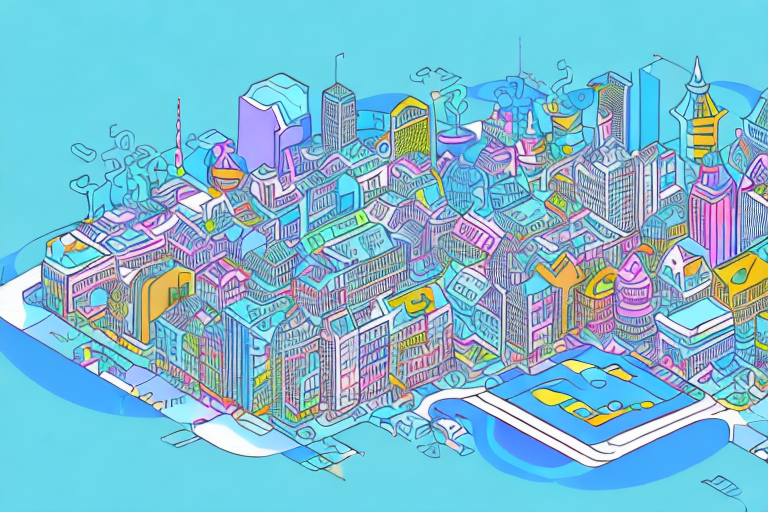 A vibrant cityscape of tönning