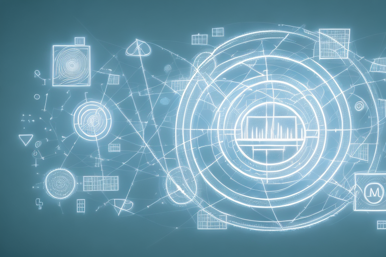 A picturesque tegernheim landscape with various digital symbols and tools floating above