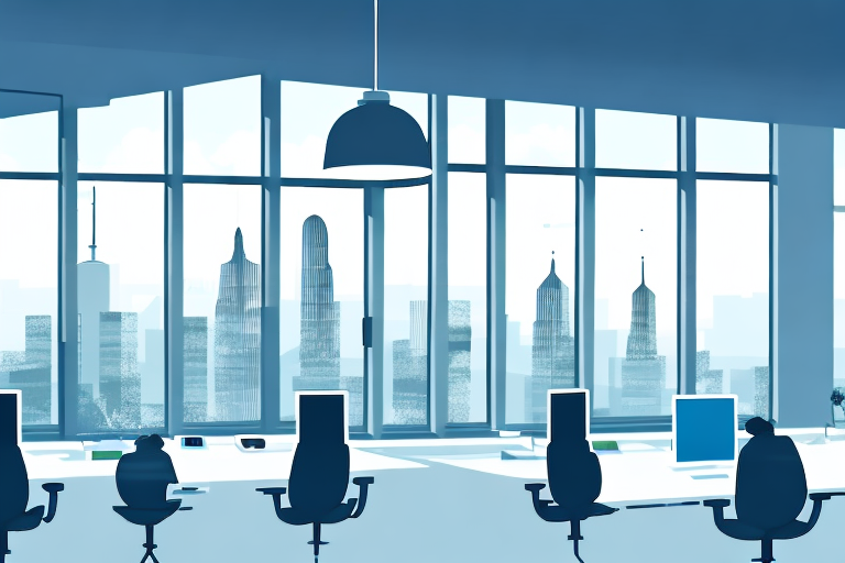 A modern office space with computers