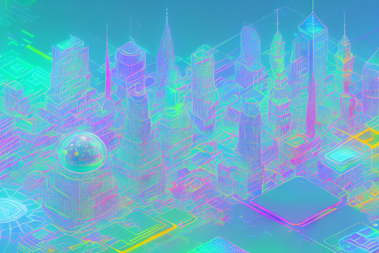 A vibrant digital cityscape
