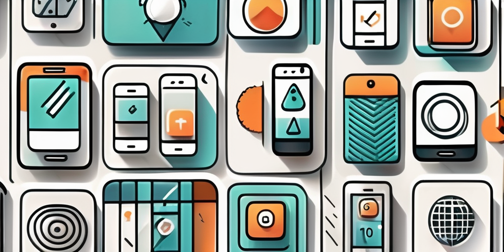 A smartphone surrounded by ten different symbolic app icons