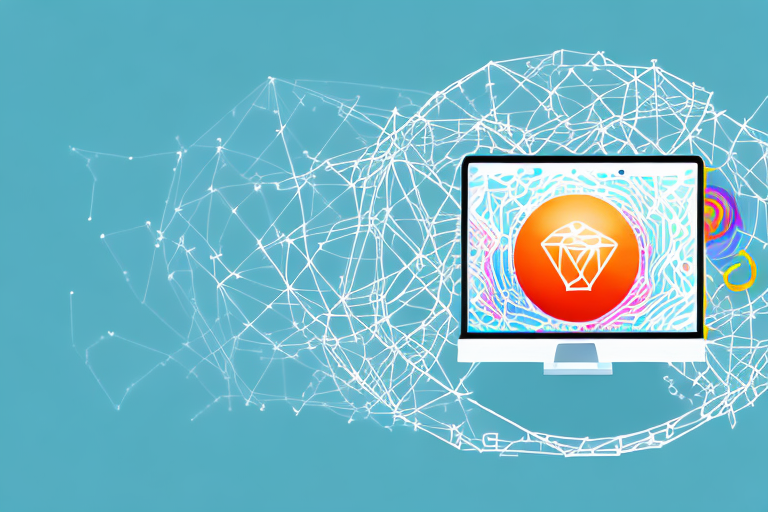 A vibrant digital landscape featuring symbolic elements like a computer mouse