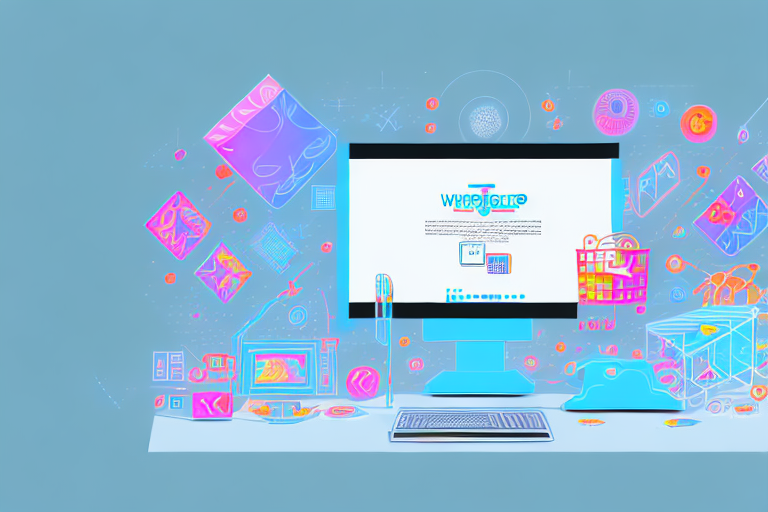 A computer displaying a vibrant and interactive website layout