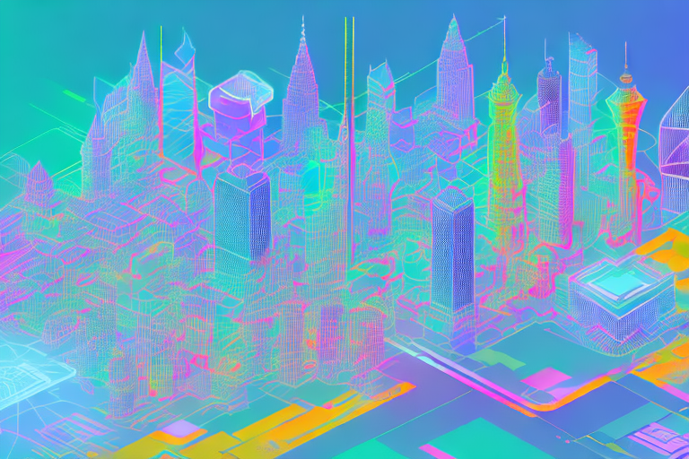 A vibrant digital cityscape