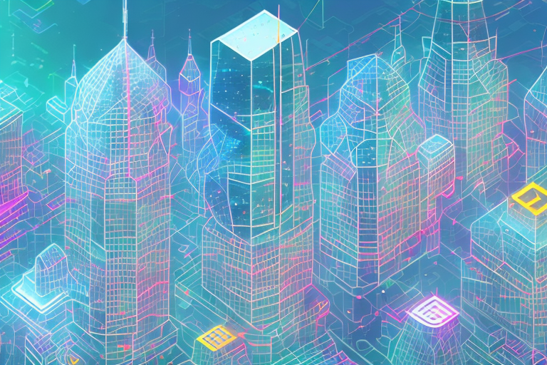 A bustling digital cityscape