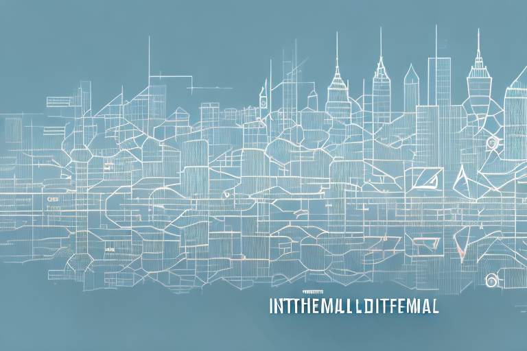 A digital cityscape with various symbolic icons representing different aspects of internet agencies