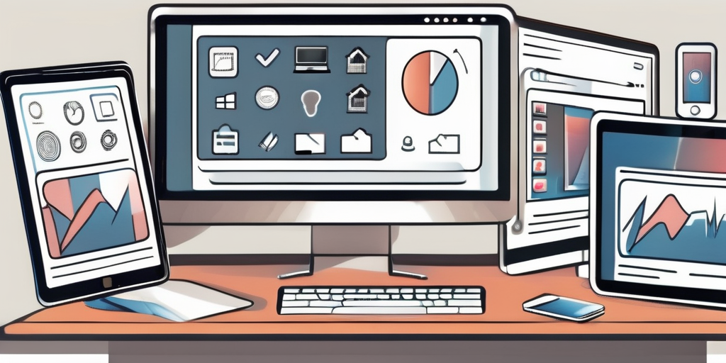 A variety of digital devices like a desktop computer