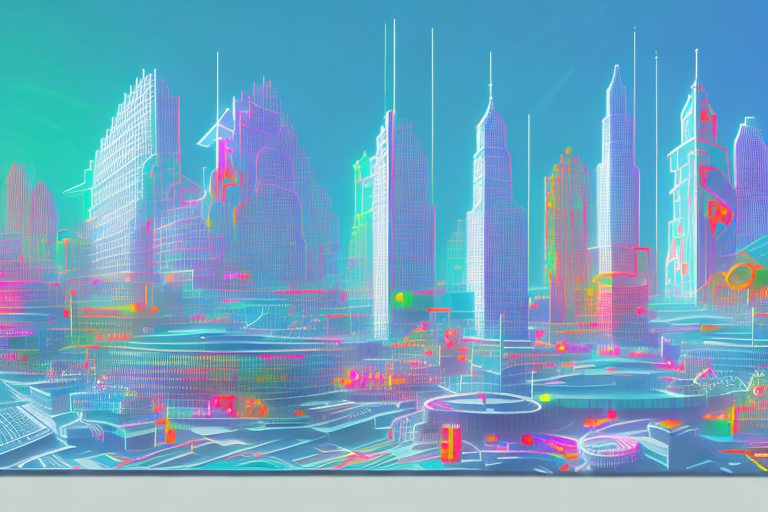 A vibrant digital cityscape