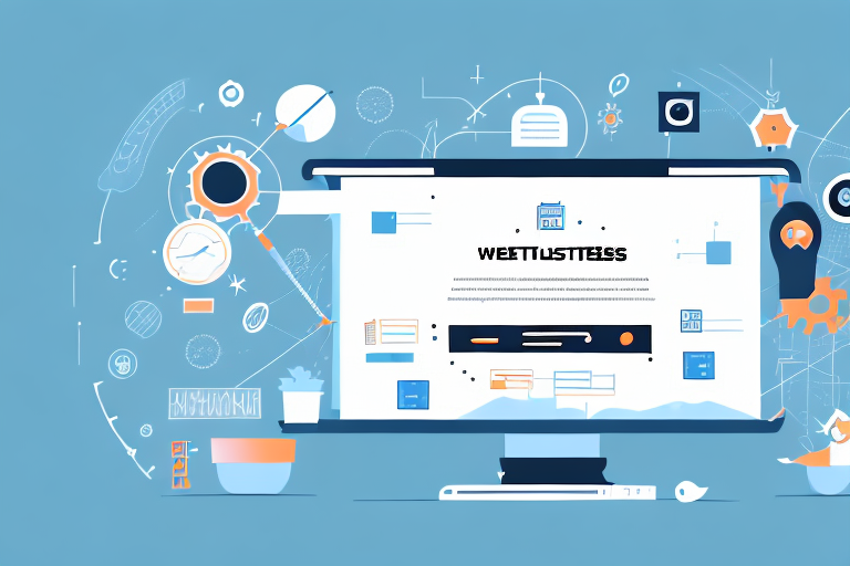 A computer screen displaying a website building process with various design elements and tools