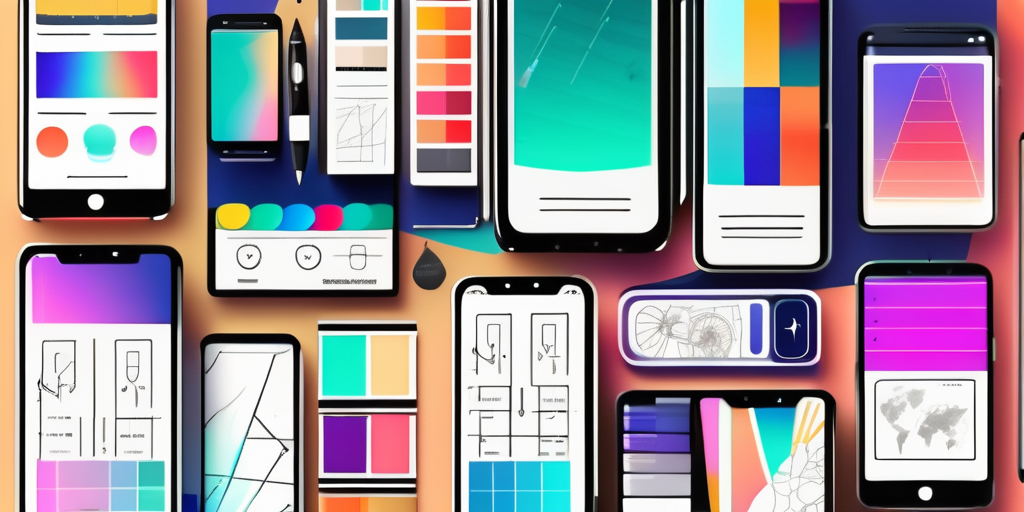 A smartphone showcasing a vibrant and intricate app design