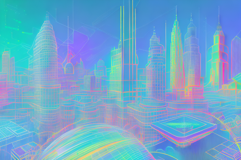 A vibrant digital cityscape
