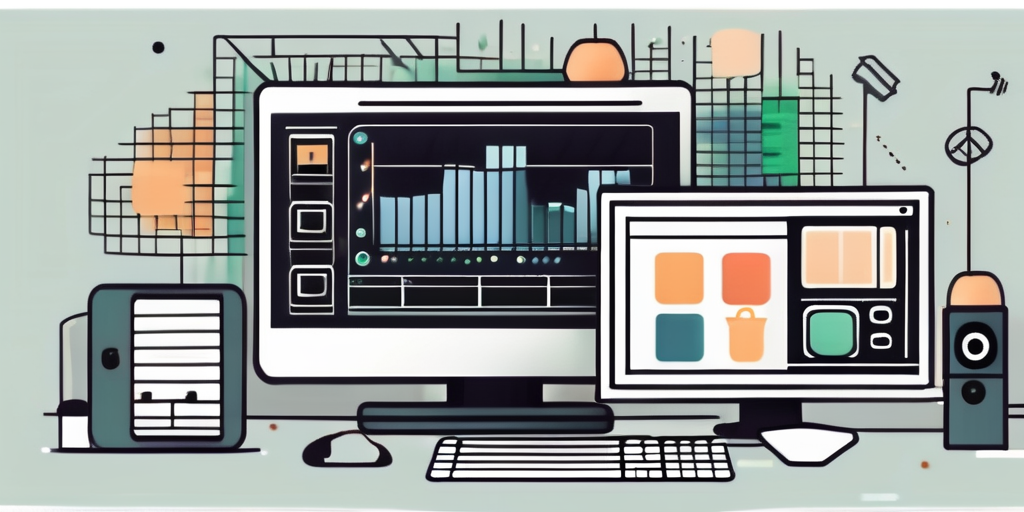 A computer screen with various application icons like a music player