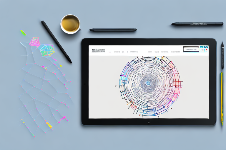 A digital tablet displaying a creative and modern web design layout