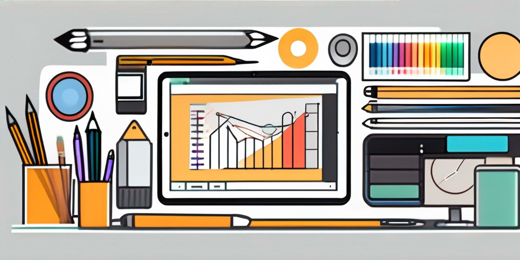 A digital tablet displaying a software design interface