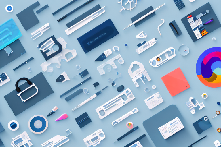 A toolbox with various digital tools like a mouse