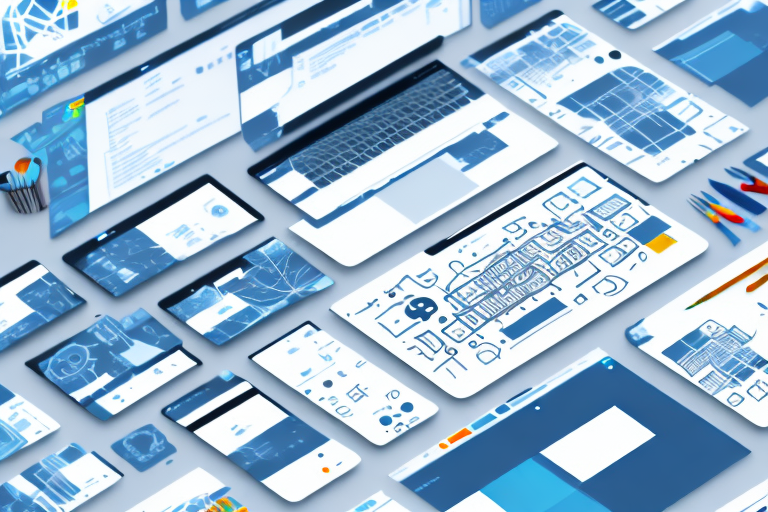 Various digital tools like a coding screen