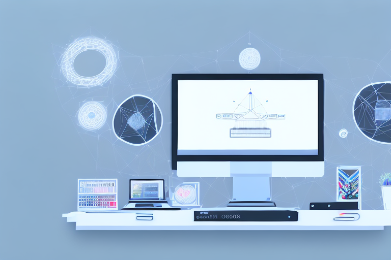 A workspace with a computer displaying code on the screen