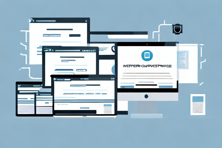 A computer screen displaying various stages of website development