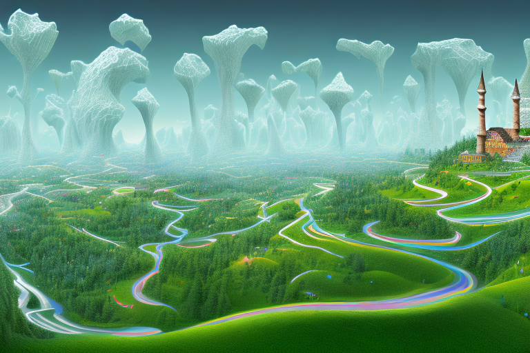 A digital landscape representing the online world