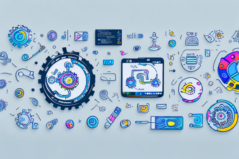 A variety of digital tools and devices like a laptop