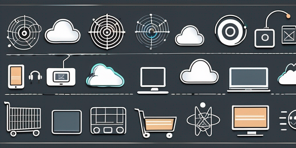 Various web application icons like shopping carts