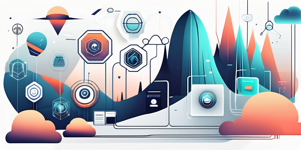 A futuristic digital landscape featuring 10 unique and abstract website icons