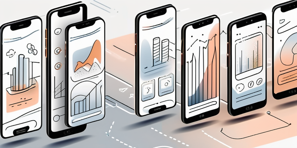 Several different smartphone screens showcasing a variety of sleek