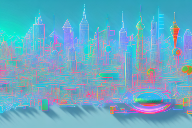 A vibrant digital cityscape