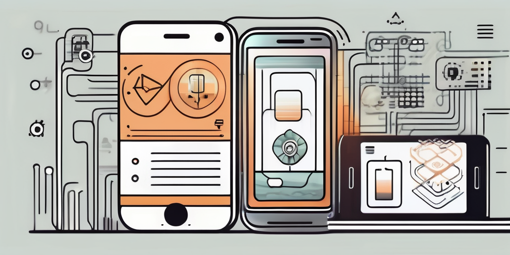 A smartphone displaying a split screen with different app interfaces